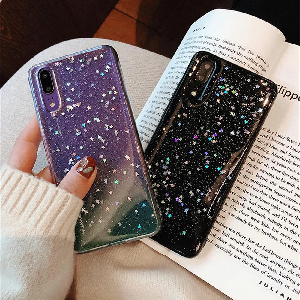Прозрачный чехол SUYACS с блестками и звездами для Huawei P40 P30 Lite P20 Pro Mate 20 Honor 10 мягкий