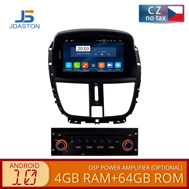 Автомобильный DVD плеер LJDA Android 10 0 для Peugeot 207 2007 2013 2014 GPS навигация стерео 1 Din