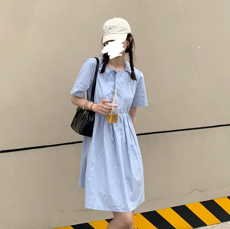 

Color Collar Short Sleeve Dress