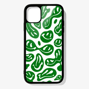 Phone Case for iPhone 12 Mini 11 Pro XS Max X XR 6 7 8 Plus SE20 High Quality TPU Silicon Cover Green white trippy smile face
