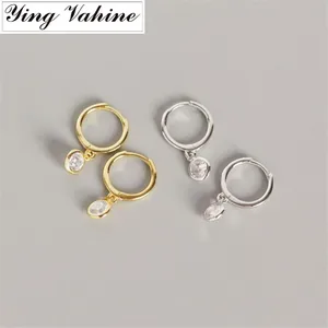 Женские маленькие круглые серьги-гвоздики ying Vahine, из 100% стерлингового серебра 925 пробы с фианитом
