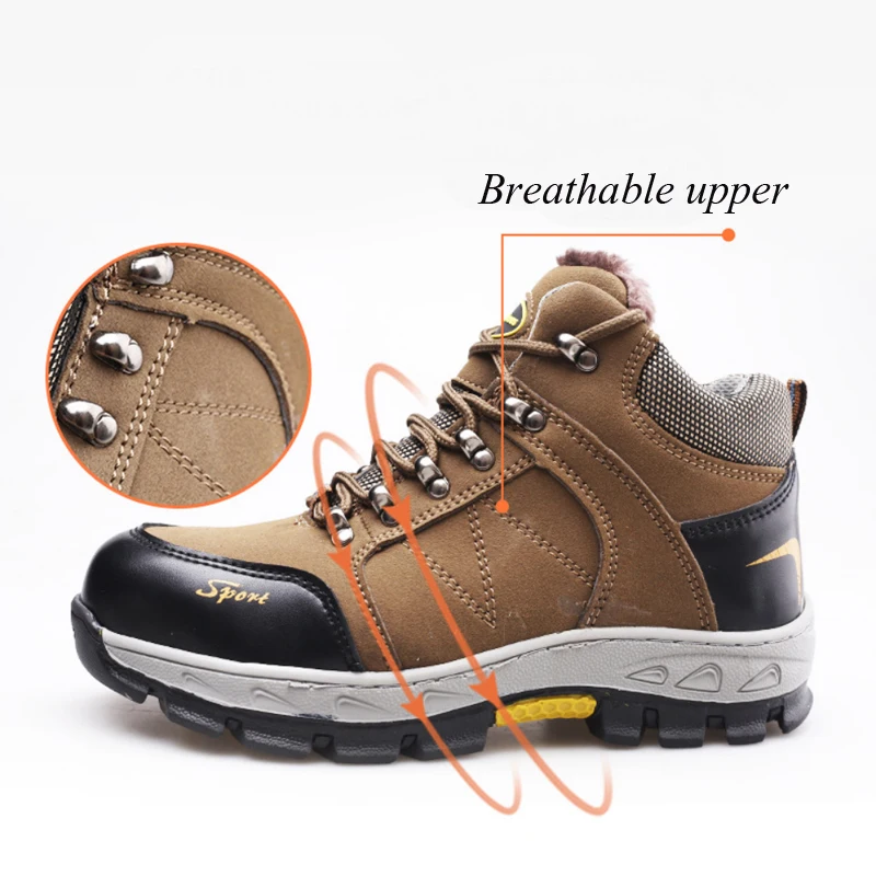 Safety Shoes Cap Steel Toe Shoe Boots For Man Work Men Breathable Mesh Size 11 Footwear Wear-resistant DXZ097 | Безопасность и