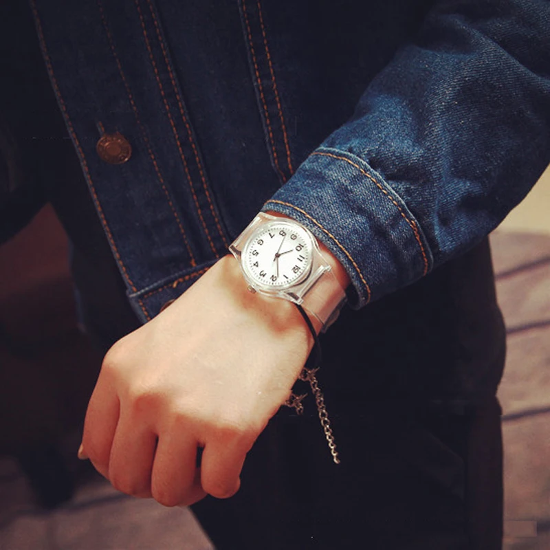 Прозрачные часы силиконовые женские спортивные повседневные кварцевые наручные