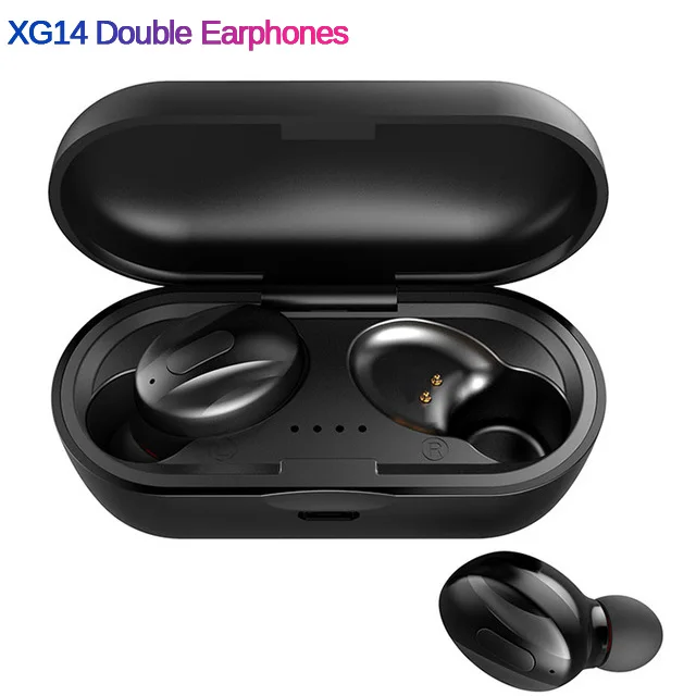 XG-14 Black XG14 TWS Bluetooth 5,0, беспроводные наушники, мощные, в ухо, мини наушники, HiFi 5D, стерео, спортивные наушники, IP5, водонепроницаемая гарнитура, без головы - Цвет: XG-14 Black