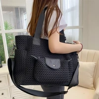 large capacity womens shoulder bags lightweight oxford short distance travel bag korean style fashion mesh girl handbag