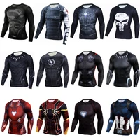 mens sport compression shirt quick dry fit long sleeve sweatshirt cosplay bodybuilding workout gym fitness shirt running tshirt