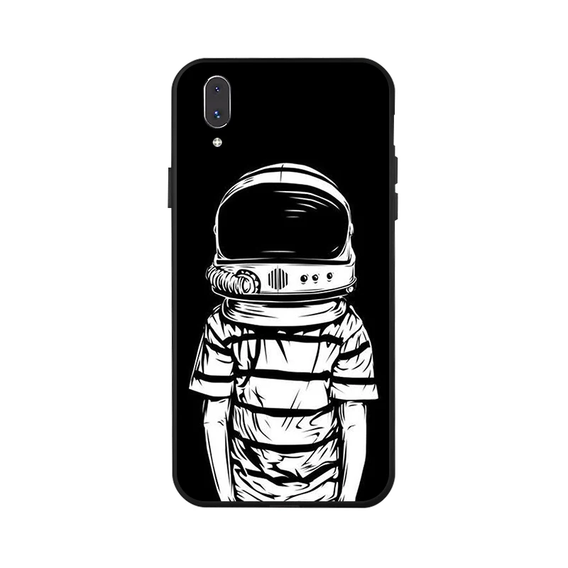 Астронавт черный чехол ТПУ для Vivo V7 Y53 Y66 Y22 Y83 Y69 Y55 Funda X7 X9 X20 X27 Pro Plus V11i X21 силиконовый