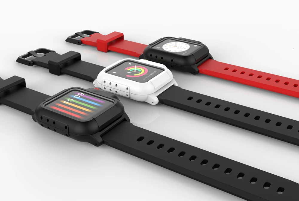 Водонепроницаемый ударопрочный чехол для Apple Watch series 3 2 Мягкая силиконовая лента для iwatch band 42 мм аксессуары
