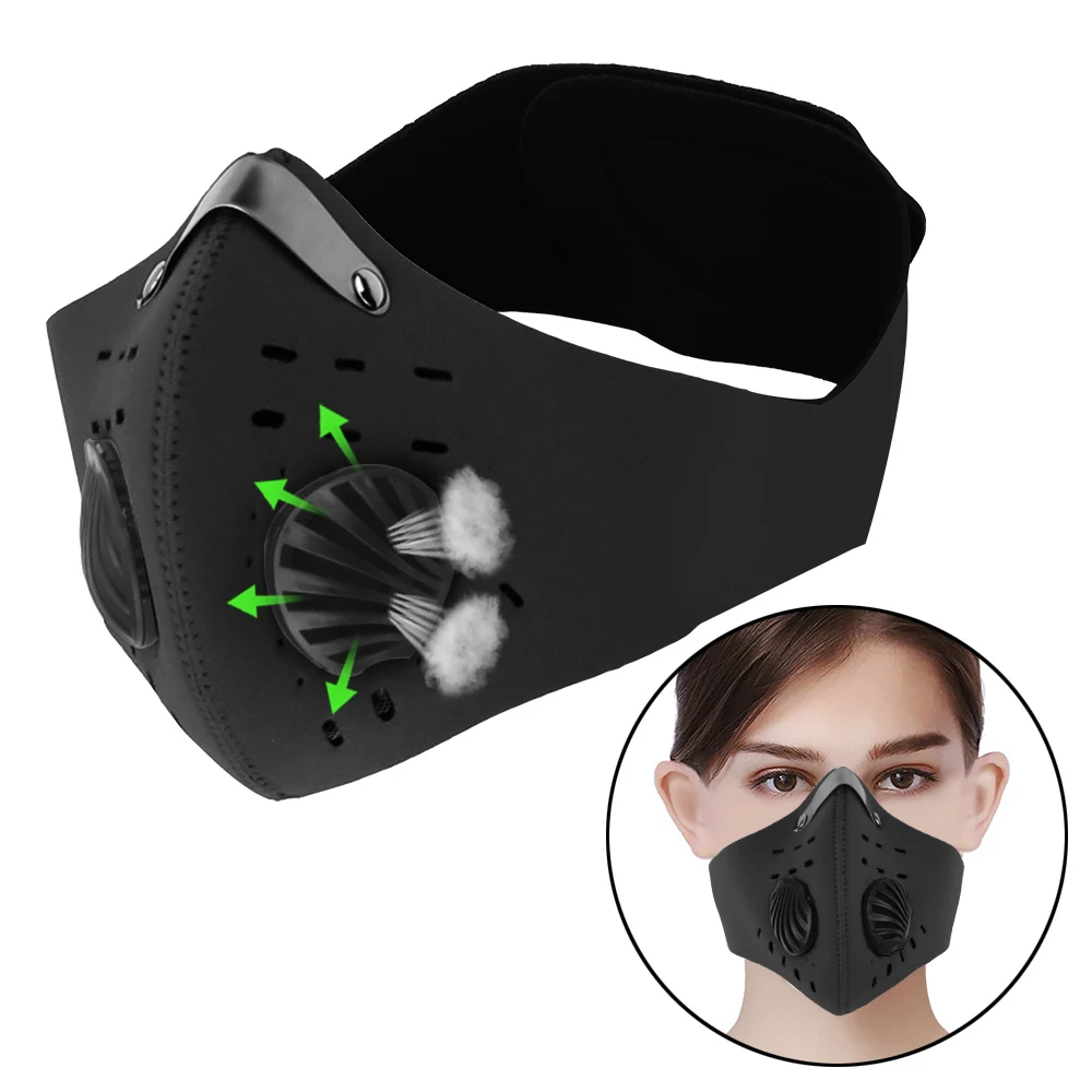 

Cycling Mask With Filter Breathing Valve 1pc Protective Cycling Mask Activated Carbon Anti-Pollution Masks