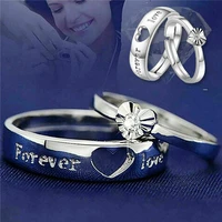 promise forever love heart ring couple rings band mens womens lover finger ring for wedding