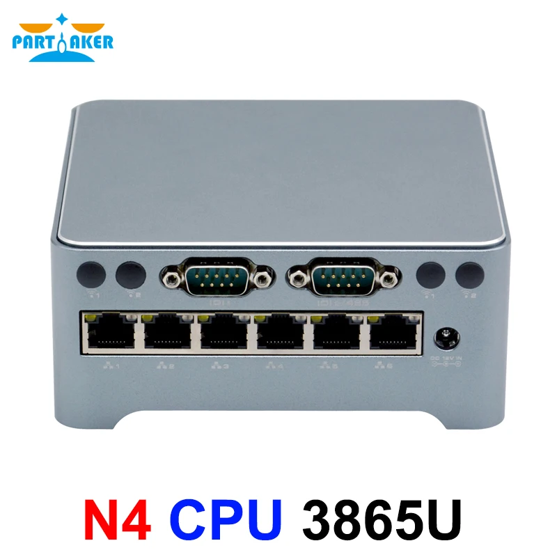 

Partaker N4 Intel Celeron 3865U процессор промышленный компьютер nano nuc безвентиляторный мини тонкого клиента бареон 6 сетевой брандмауэр Мини ПК