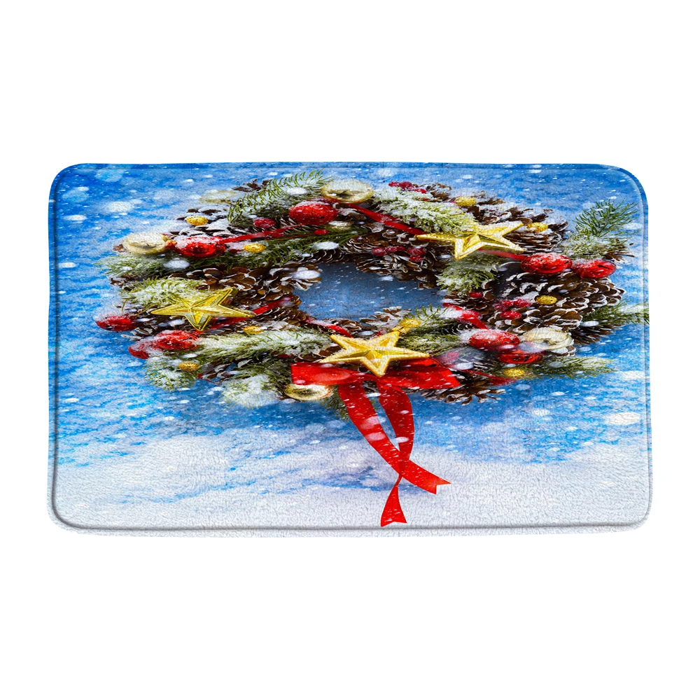 

Merry Christmas Mat Bedroom Floor Non-slip Mat Welcome Santa Claus Doormats Home Carpets Decor 50x80CM Kitchen Bath Carpet Mat