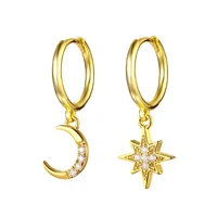 925 sterling silver moon star crescent moon huggies earrings minimalist hoops earrings starburst hoop earrings for women 2021