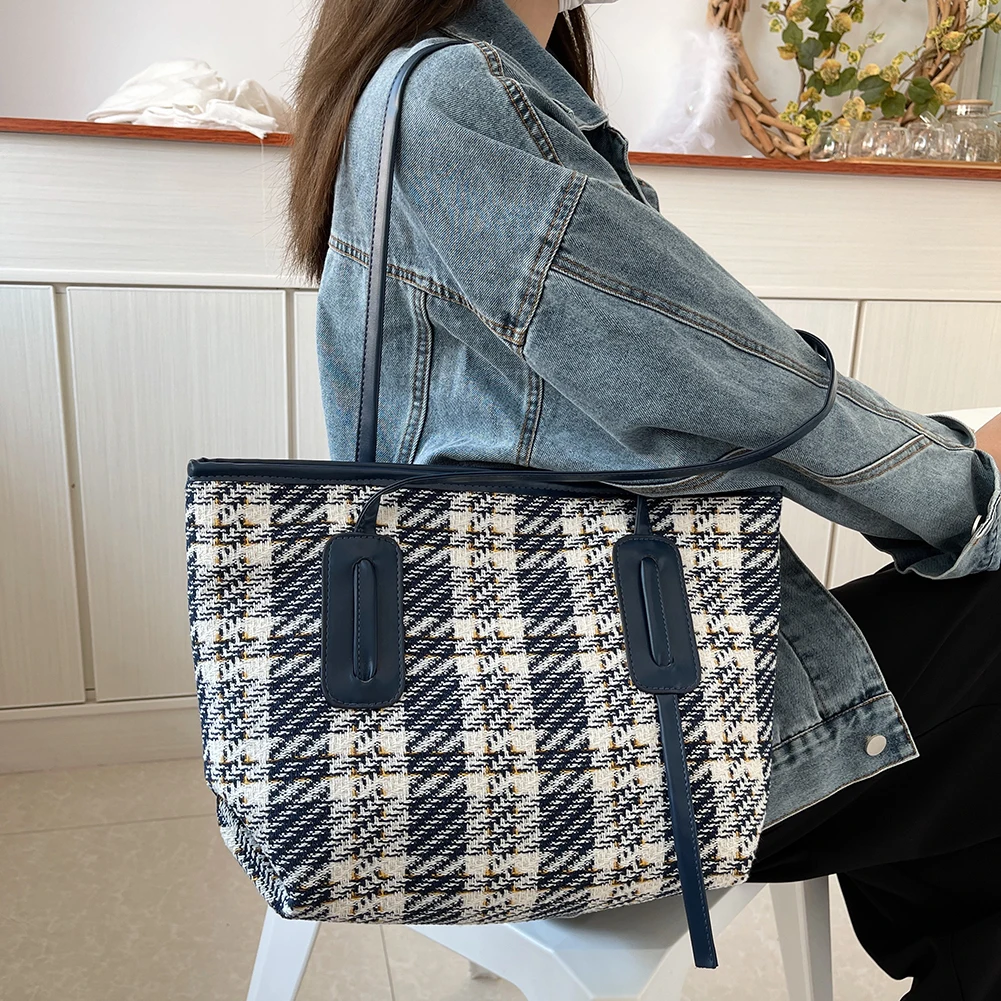 

Новая женская винтажная кожаная сумка-тоут в клетку с принтом, большая сумка на плечо, рюкзак женский, женская сумка, женская сумка 2021