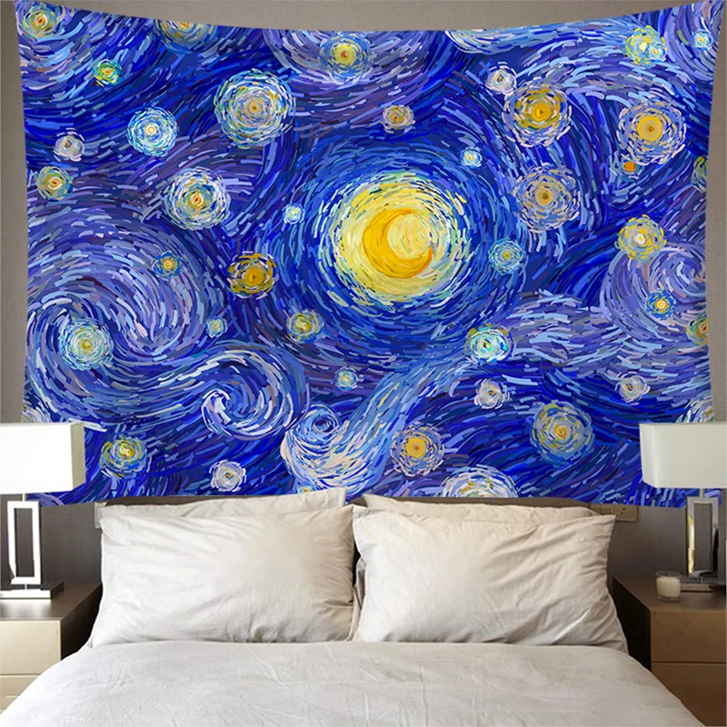 Индийский гобелен с психоделическим узором Настенный декор богемное пляжное