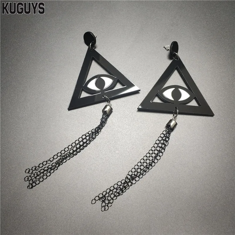 Глаза треугольные длинные кисточки Висячие серьги для девочек женские акриловые