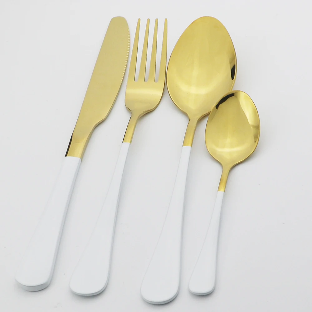 

Dinnerware Black Gold Knives Fork Spoon Teaspoon Stainless Steel Set Silverware Set Cutlery Flatware Outdoor Kitchen Tableware