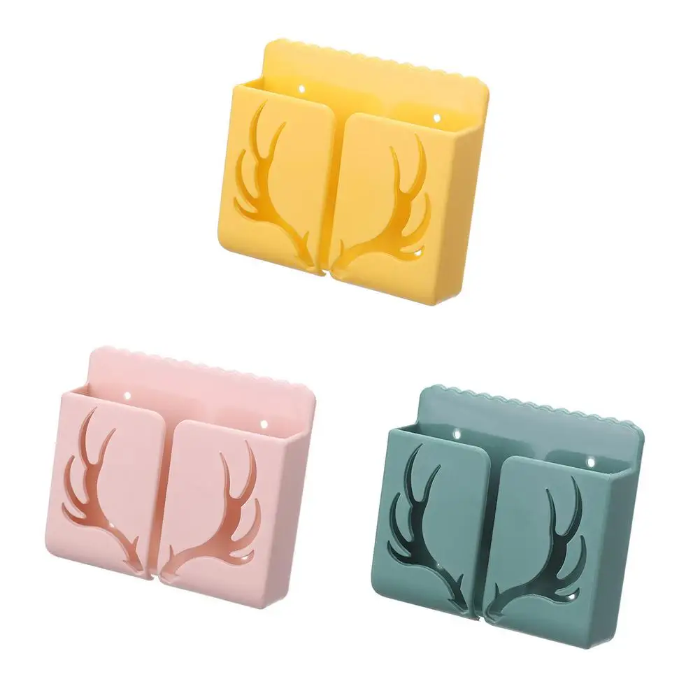 

Multifunctional Wall-mounted Phone Holder Remote Control Storage Box Mobile Phone Storage Rack Plug Brackets Bathroom Supplies