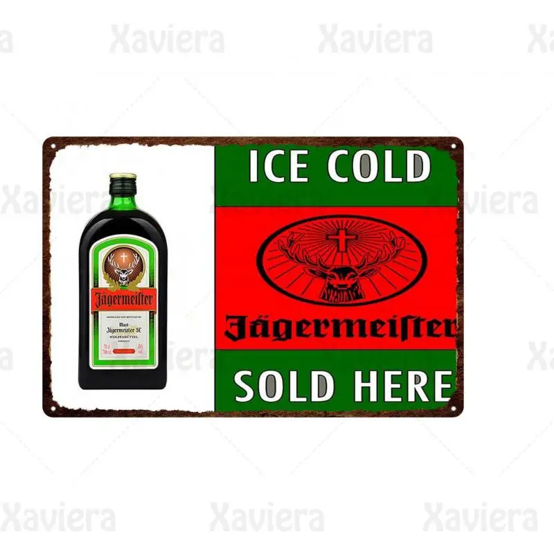 

Metal Iron Sheet Decoration Wall Brand Beer Red Green Label "Ice Cold & Sold Here" Tin Sign Bar Pub KTV Resturant Club Wall Deco