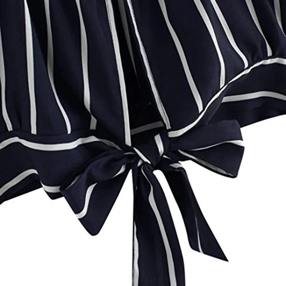 

Women's Self Tie Back V Neck Striped Crop Cami Top Camisole Blouse Women's V-neck striped camisole