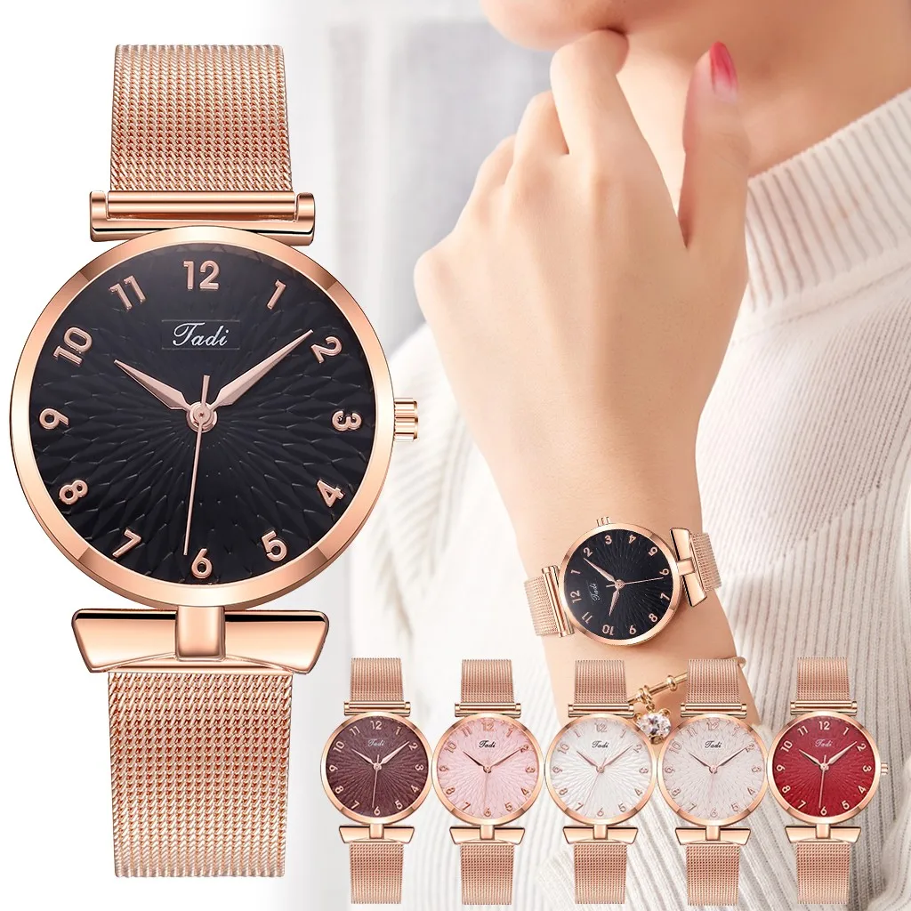 Женские часы Reloj Mujer изящные минималистичные с календарем и сетчатым ремешком из