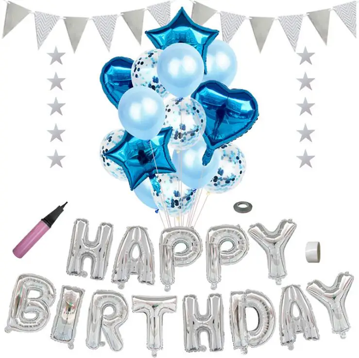

Rose Gold Birthday Party Decorations Happy Birthday Banner Confetti Balloon Latex Balloon Heart Star Foil Balloon