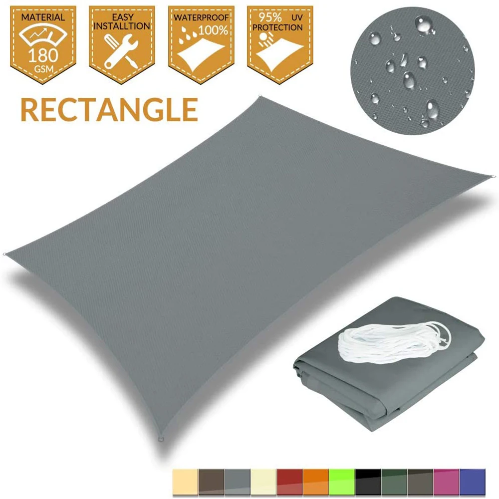 Водонепроницаемый 300D серый квадратный прямоугольный тент для сада террасы тента