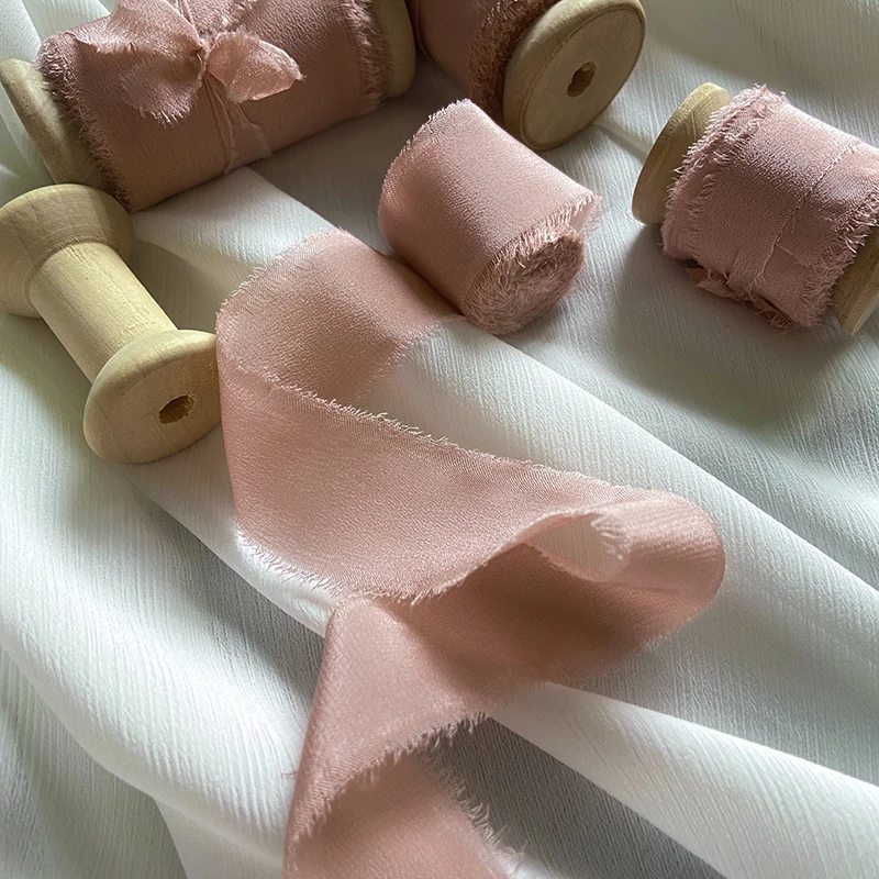 25 50 мм шелковая потертая лента ручной работы для свадебного букета приглашение