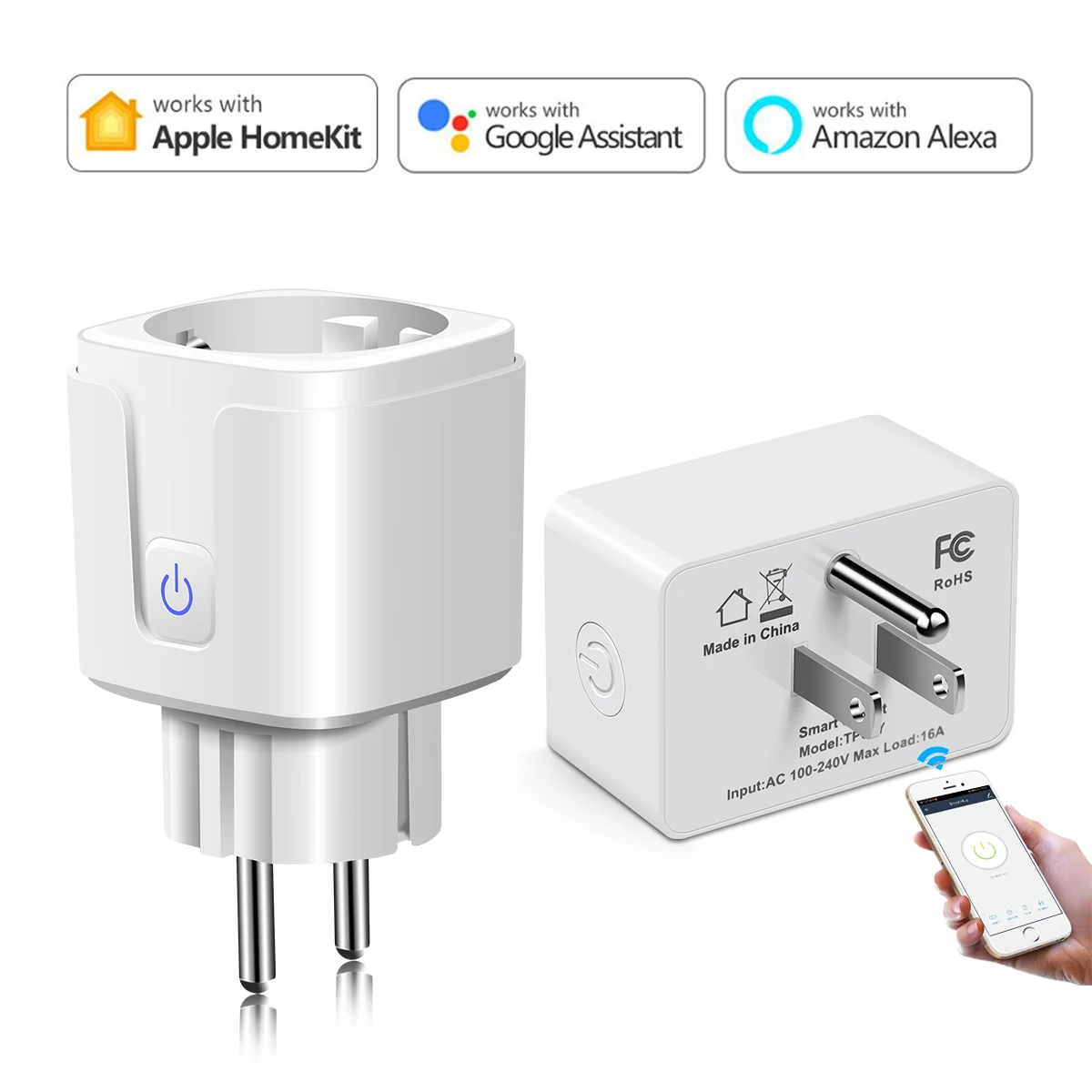 Homekit/Tuya Smart WIFI сенсорный выключатель питания настенный смарт светильник с вилкой