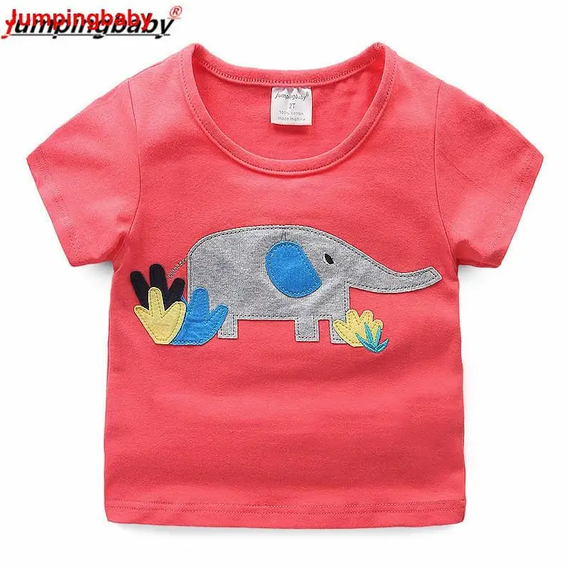Jumpingbaby 2021 футболка для девочек топы Детская с вышивкой в виде животных одежда