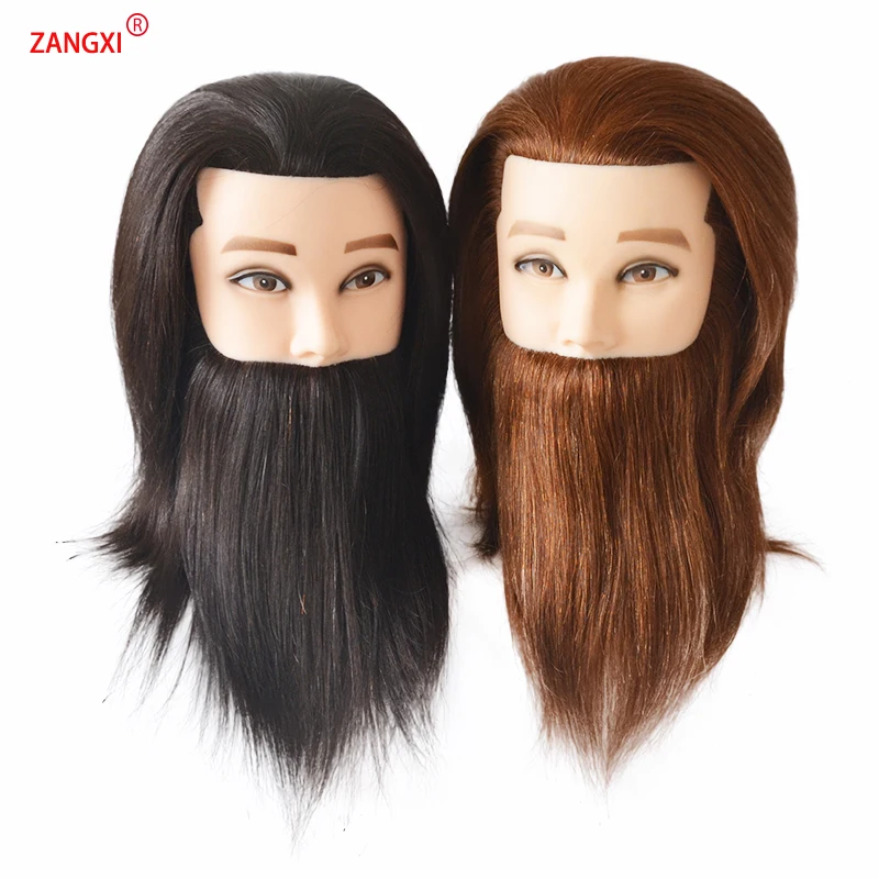 100% Human hair male mannequin head for training hairstyle professional man hairdressing head for haircut practice manikin head