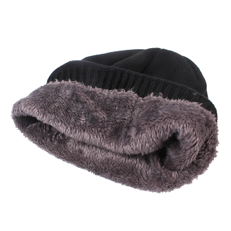 Осенне зимние однотонные удобные вязаные шапки Универсальные мужские шерстяные
