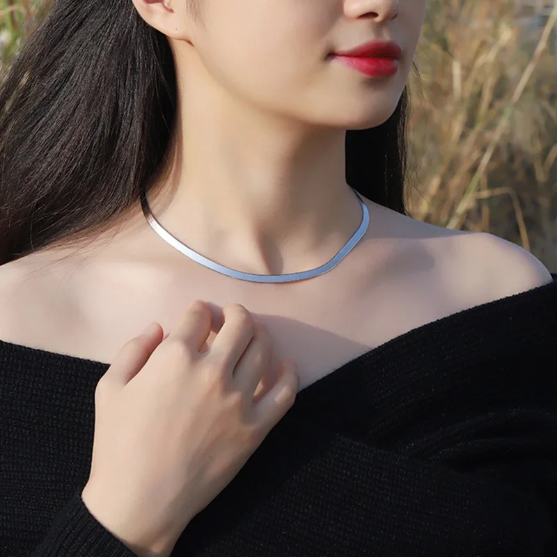 Ожерелье из нержавеющей стали и титана для мужчин женщин плоская цепь-нож со