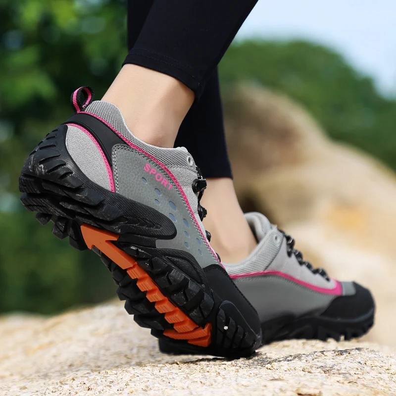 JIEMIAO Outdoor Trekking Shoes Couple Hiking Shoes Men Top Quality Waterproof Non Slip Protect Toe Lovers Camping Shoes Men