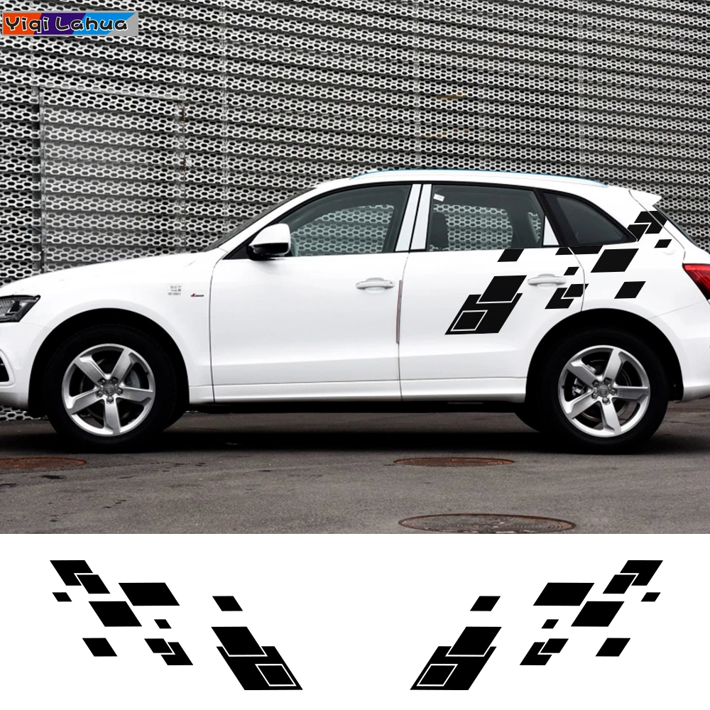 

2PCS Car Door Side Lattice Stickers Auto Tail Decals For Audi A3 8P 8V A4 B6 B8 B7 A6 C5 C6 C7 A5 A7 A8 Q5 Q7 Q1 Q3 Accessories