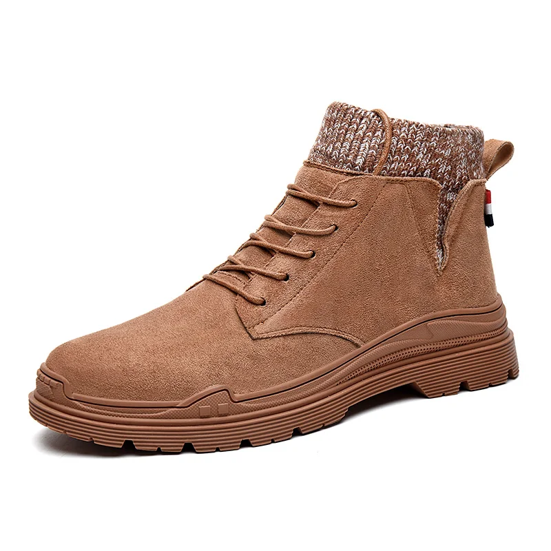 S2939 Brown SUROM; сезон весна; Новинка; модные ботинки; Мужская Уличная нескользящая обувь; Кожаные эластичные шерстяные ботильоны на шнуровке; водонепроницаемые; износостойкие - Цвет: S2939 Brown