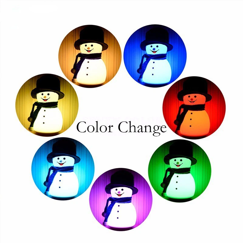 Luz nocturna de Navidad para ni&ntilde;os, luces bonitas de mu&ntilde;eco de nieve para regalos de Navidad, juguetes con luz Led 3D con trompeta, l&aacute;mpara de dibujos animados de Anime-5