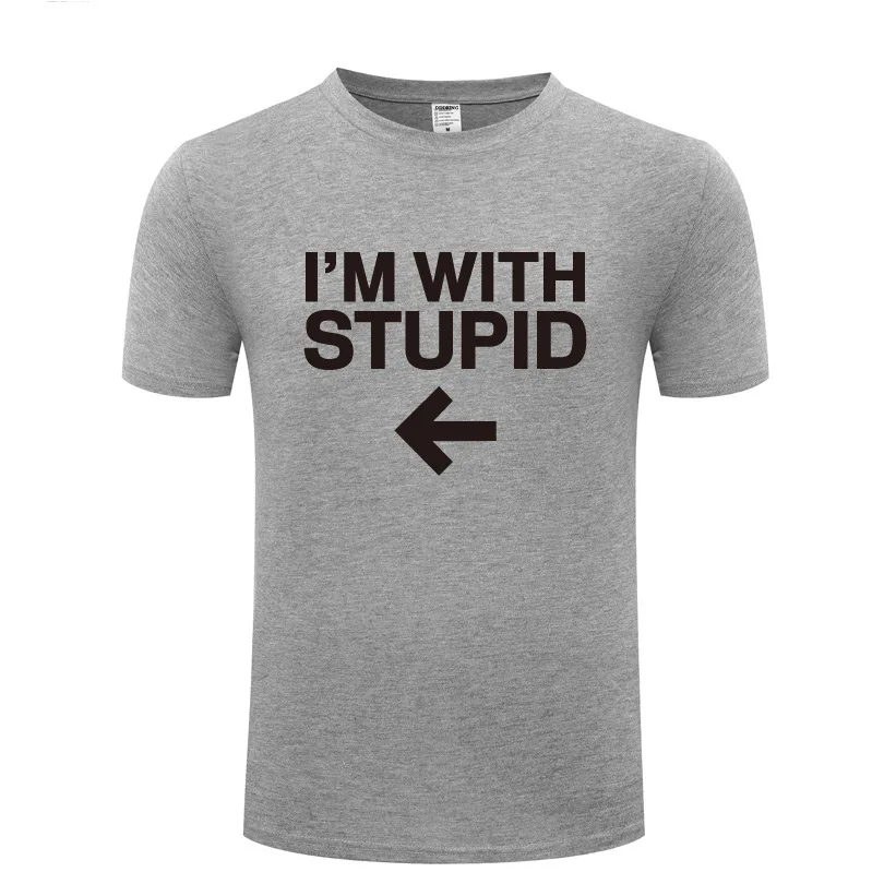 Мужская футболка с круглым вырезом I'm With Stupid хлопковая коротким рукавом летняя