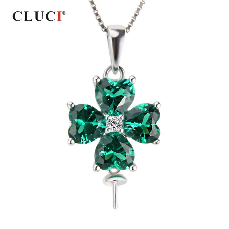 Подвеска CLUCI с зеленым фотоэлементом Серебряный кулон в виде клевера Подарочные