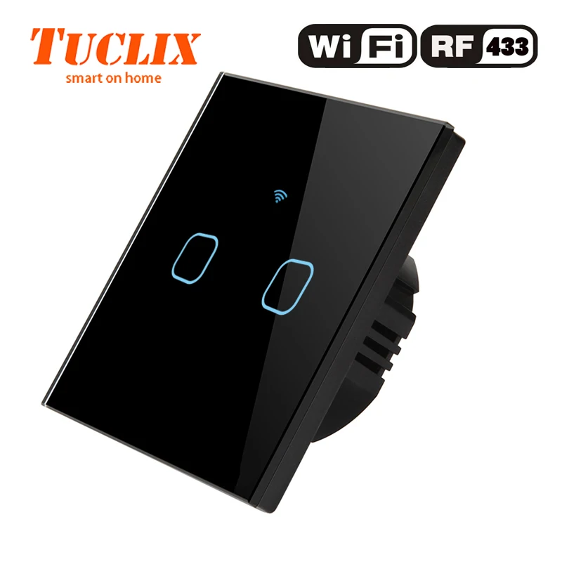 TUCLIX EU/UK настенный светильник с WiFi, 2 комплекта, 1 способ, 110-240 В, Кристальное стекло, панельный переключатель, водонепроницаемый, сенсорное управление