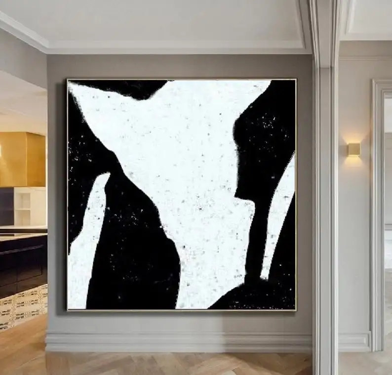 

Minimalist Art Abstract Landscape Painting Living Room Wall Art Black Art White Original Art On Canvas Modern Art Home Decor