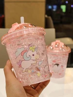 summer broken ice cup adult sippy cup double cooling drink cup creative trend juice cold drink cup with cup