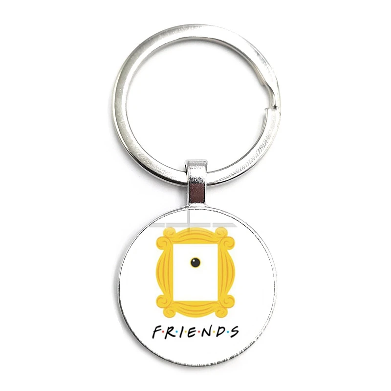 

2020 Newest Friend Keychain 25th Anniversary Series Cartoon Fun Pattern Glass Dome Pendant Keychain for Good Friends