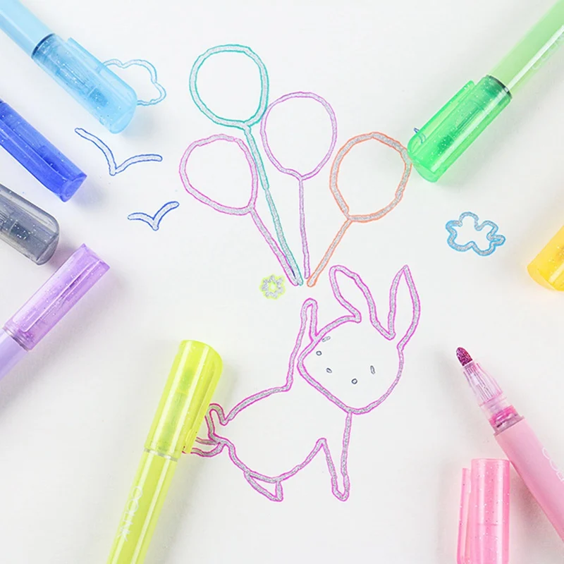 

8-color Double Lines Contour Color Art Pens Markers Pen Out Line Pen Highlighter Scrapbooking Bullet Round Head Diary Graffiti