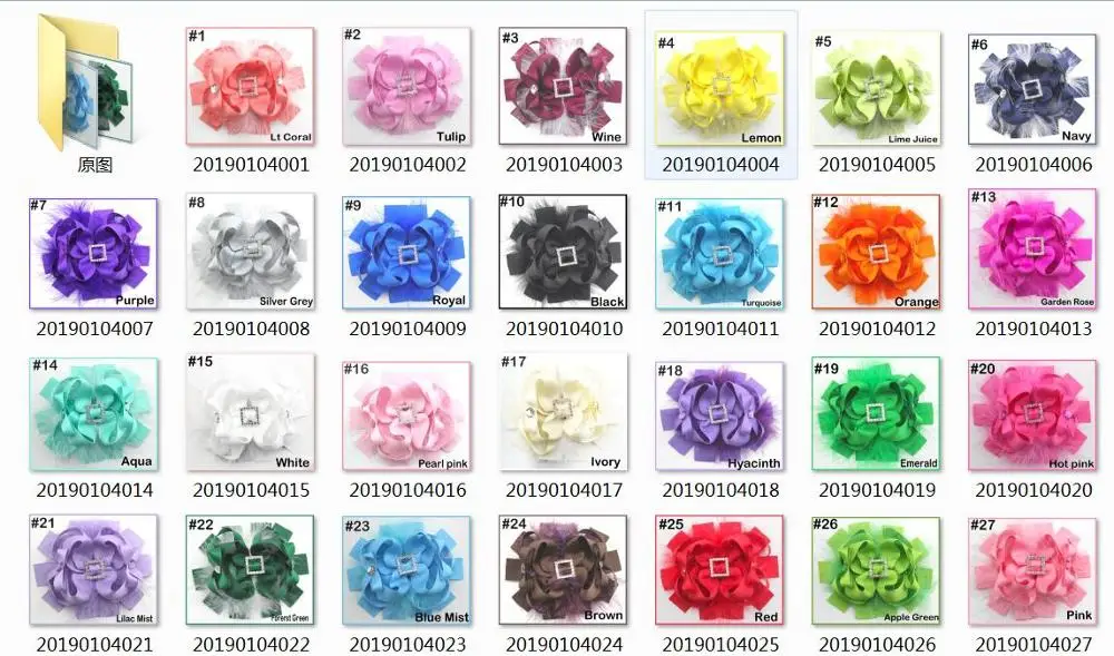 mix color min is 5pc 15 шт., 4,5 дюйма, бант для волос с перьями, стразы, заколки для волос, популярный бант для волос, аксессуары для волос для маленьких девочек - Цвет: mix color min is 5pc