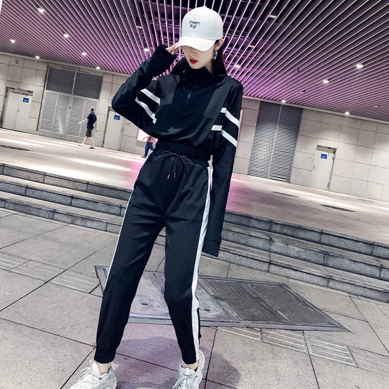 Mooirue спортивный костюм для женщин Винтаж Harajuku полосатый печатных Свободный кардиган Топы с высокой талией брюки уличная Корейская одежда из двух частей