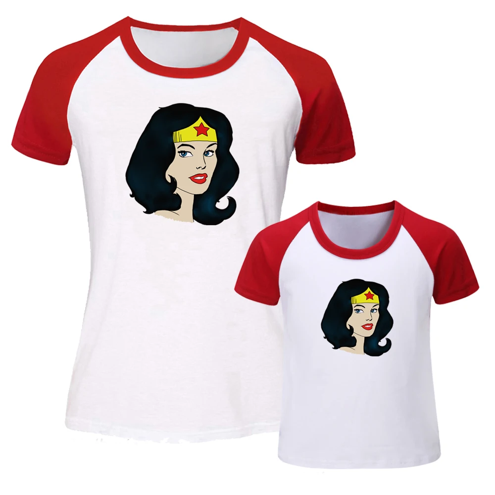 Одинаковые комплекты для семьи с принтами DC Diana и Wonder Woman футболка мамы дочки