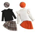 3 шт., детский бархатный свитер с плиссированной юбкой