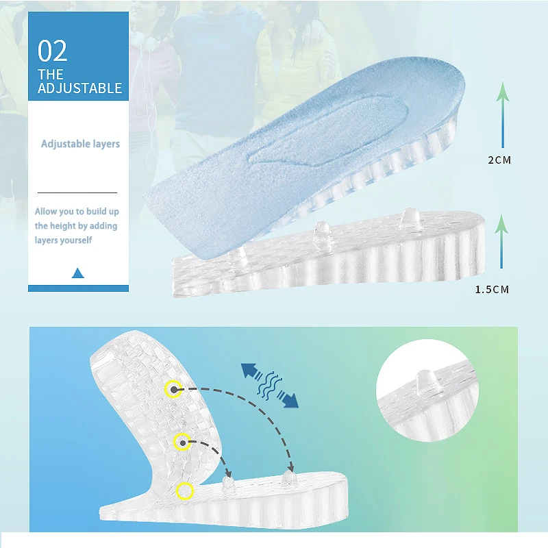 Невидимые увеличивающие рост половинные стельки 3-слойные надувные вставки для