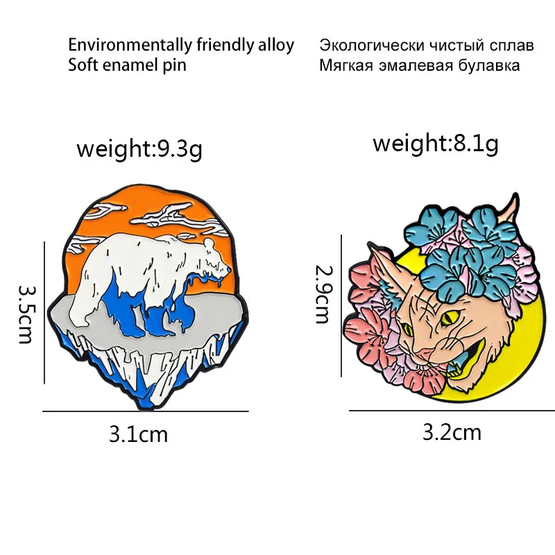 

Island Polar Bear Brooch Cartoon Animal Brooch Trendy Fashion Flower Cat Brooch Funny Backpack Badge Enamel Pins Cute Lapel Pins